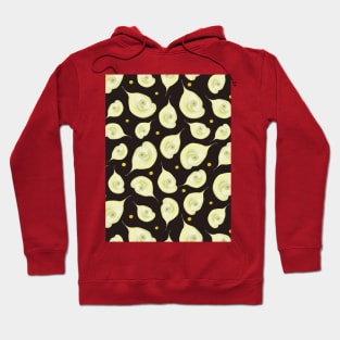 Delicate Flower Pattern Dark Brown Background Hoodie